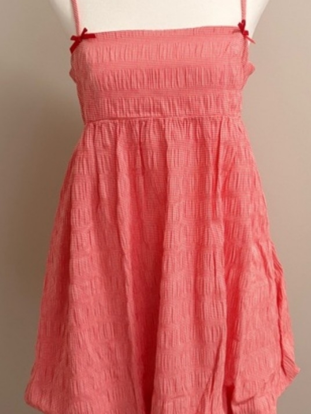 Wild Fable Smocked Cami Dress Ruffle Hem Red White Checkered Women's Medium NWT - Picture 3 of 6